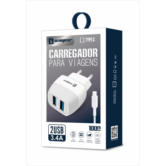 (SX-F50-C) - Carregador De Parede + Cabo Usb Tipo C - [Caixa com 200 peças]